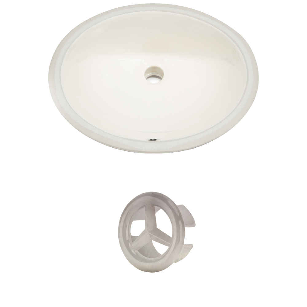 19.75-in. W Oval Bathroom Undermount Sink Set In Biscuit - Brushed Nickel Hardware