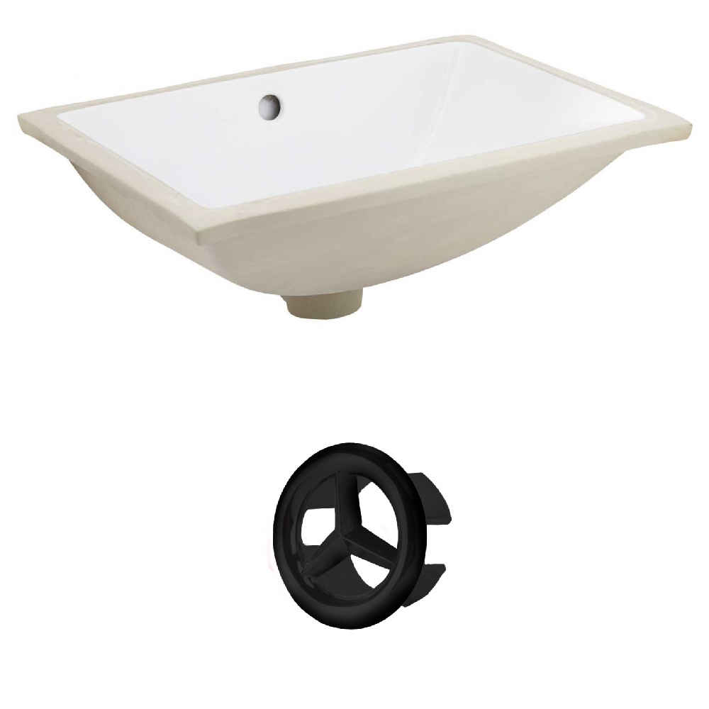 20.75-in. W Rectangle Bathroom Undermount Sink Set In White - Black Hardware