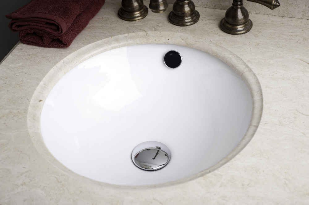 16.5-in. W Round Bathroom Undermount Sink Set In White - Chrome Hardware