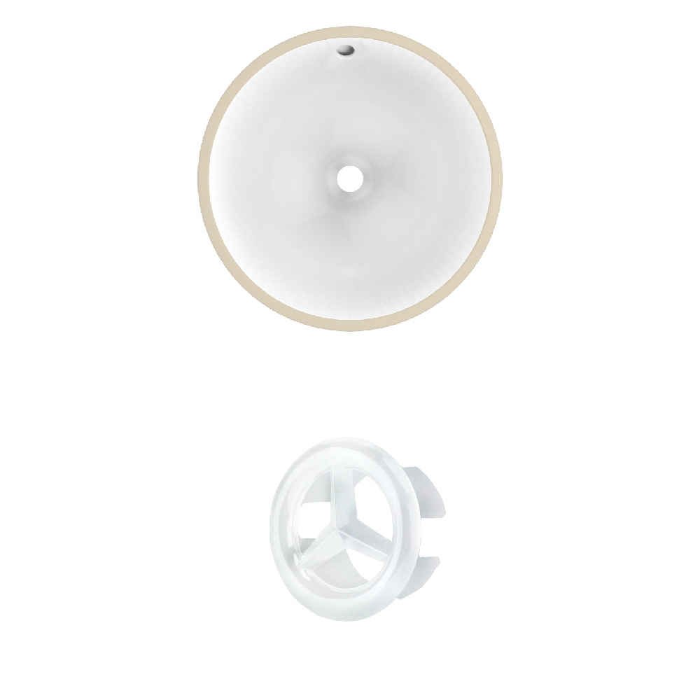 16.5-in. W Round Bathroom Undermount Sink Set In White - White Hardware