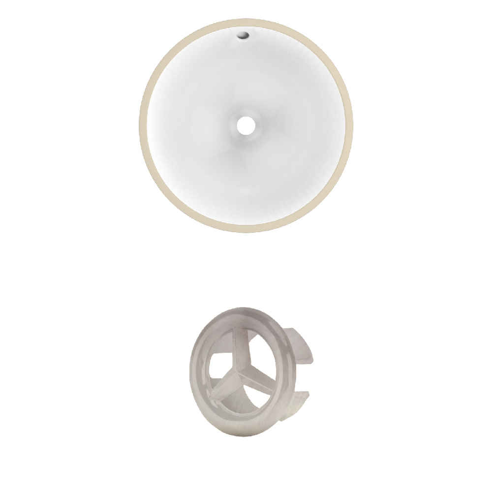 16.5-in. W Round Bathroom Undermount Sink Set In White - Brushed Nickel Hardware