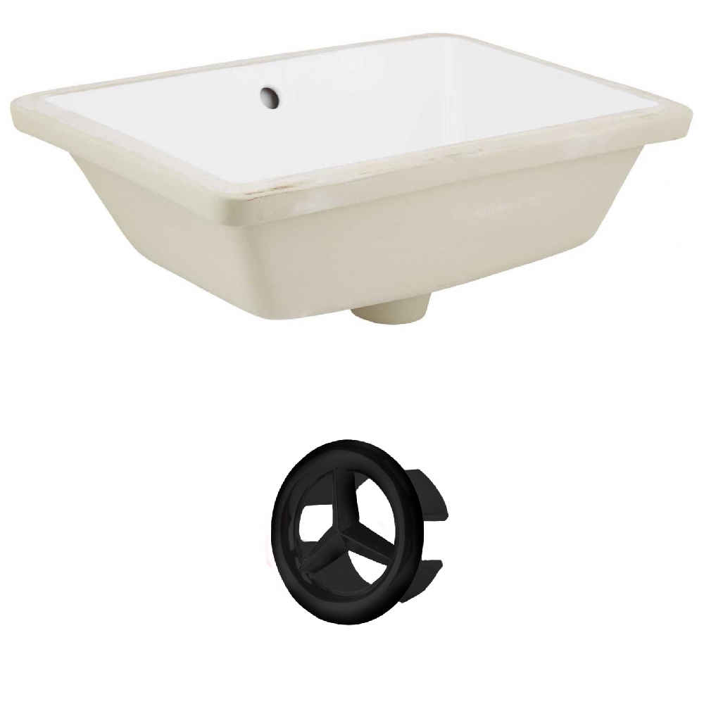18.25-in. W Rectangle Bathroom Undermount Sink Set In White - Black Hardware