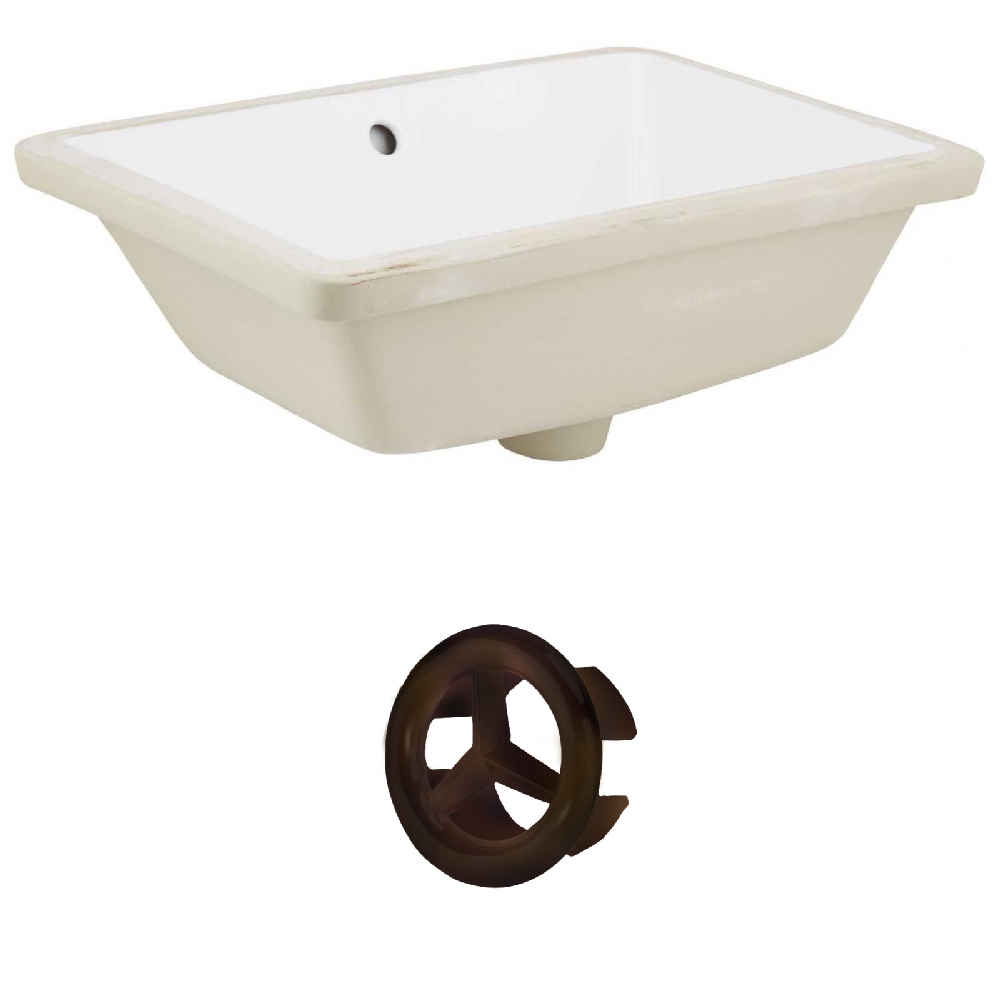 18.25-in. W Rectangle Bathroom Undermount Sink Set In White - Oil Rubbed Bronze Hardware