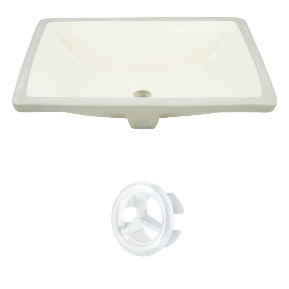 20.75-in. W Rectangle Bathroom Undermount Sink Set In Biscuit - White Hardware