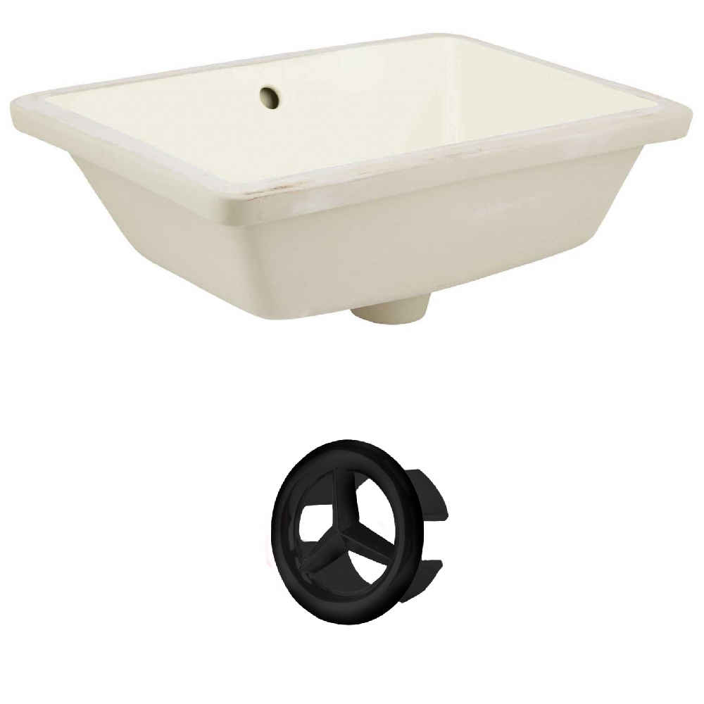 18.25-in. W Rectangle Bathroom Undermount Sink Set In Biscuit - Black Hardware