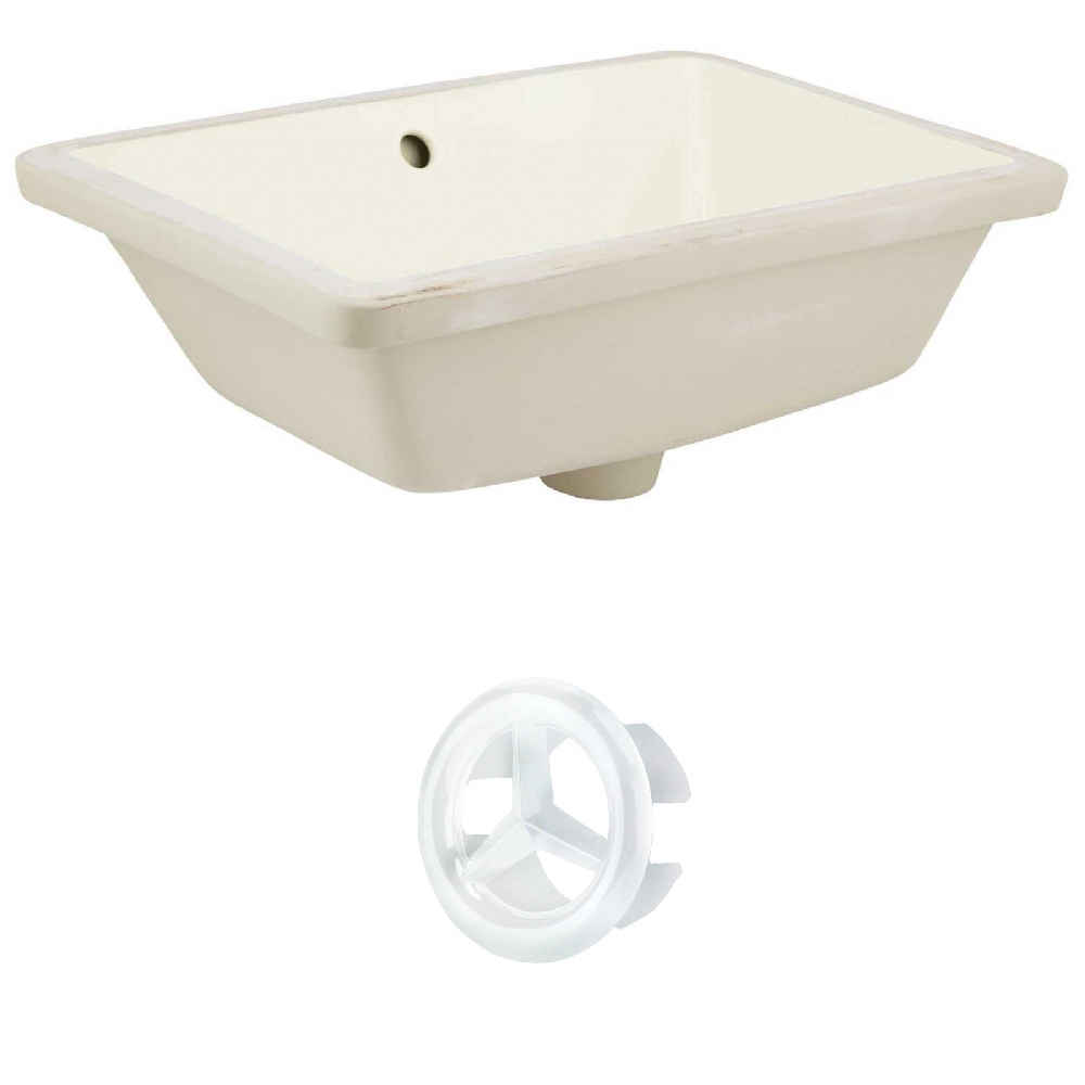 18.25-in. W Rectangle Bathroom Undermount Sink Set In Biscuit - White Hardware