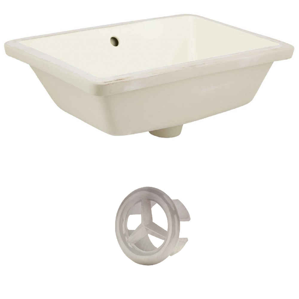 18.25-in. W Rectangle Bathroom Undermount Sink Set In Biscuit - Brushed Nickel Hardware