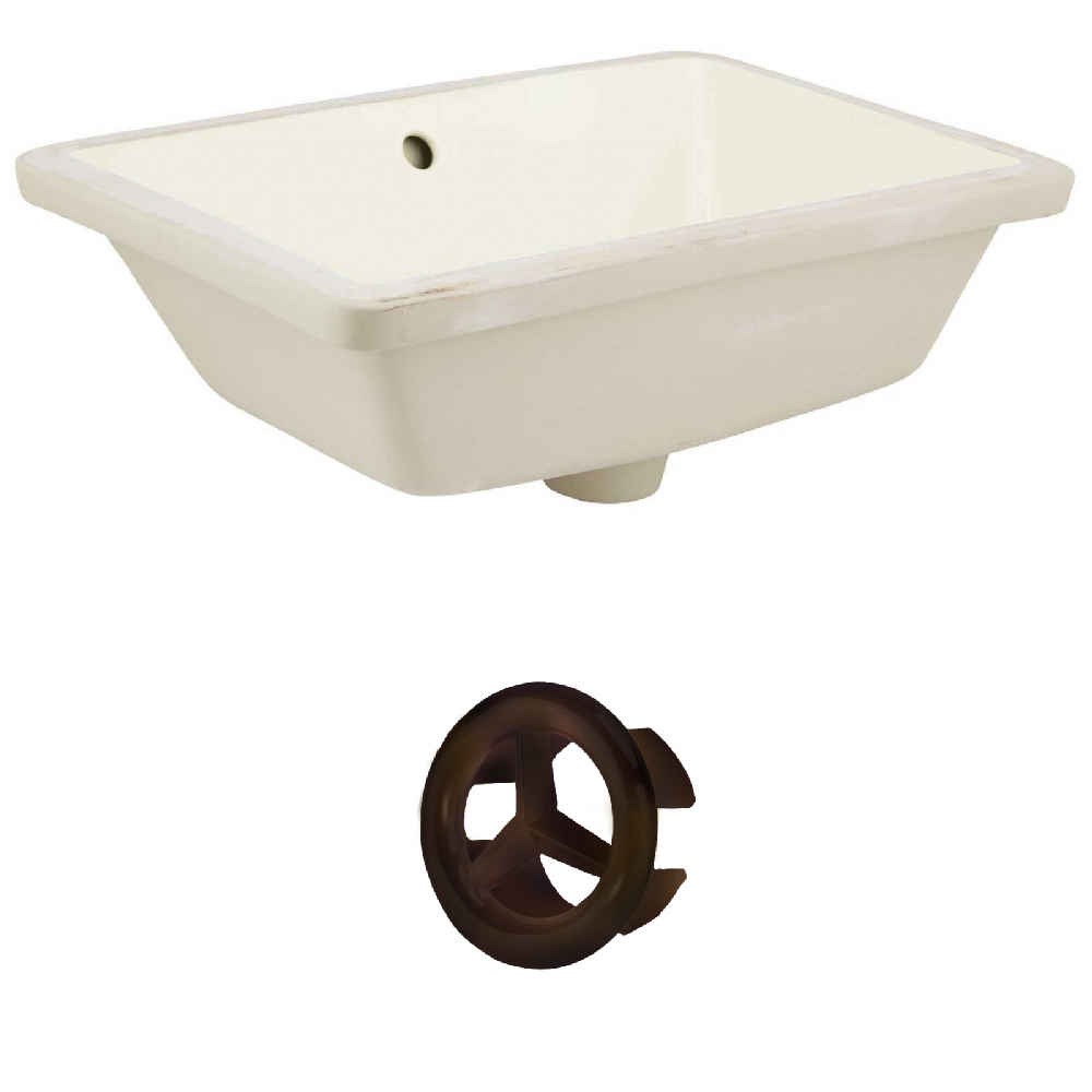 18.25-in. W Rectangle Bathroom Undermount Sink Set In Biscuit - Oil Rubbed Bronze Hardware