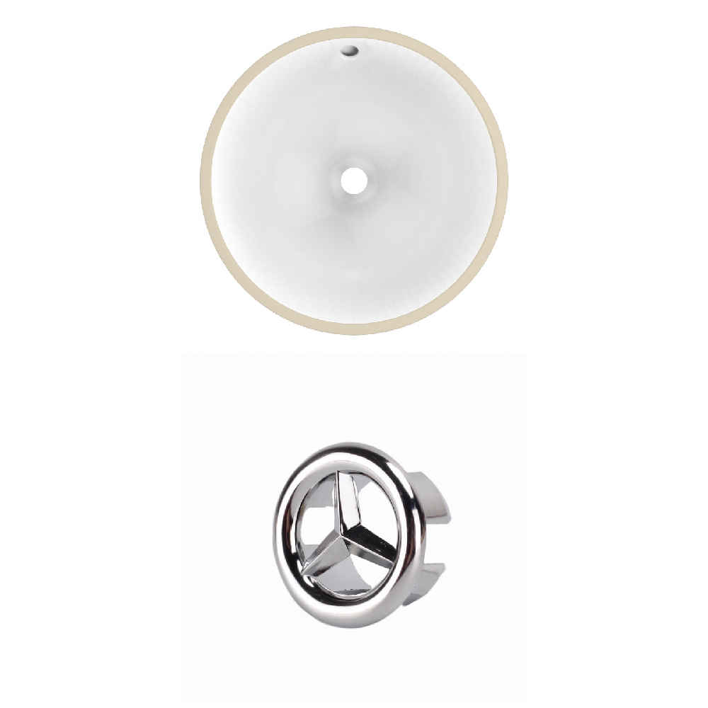 15.25-in. W Round Bathroom Undermount Sink Set In White - Chrome Hardware