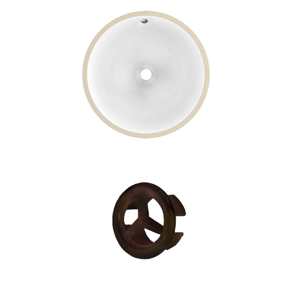 15.25-in. W Round Bathroom Undermount Sink Set In White - Oil Rubbed Bronze Hardware
