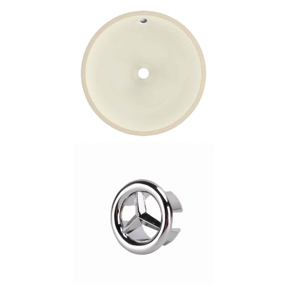 16-in. W Round Bathroom Undermount Sink Set In Biscuit - Chrome Hardware