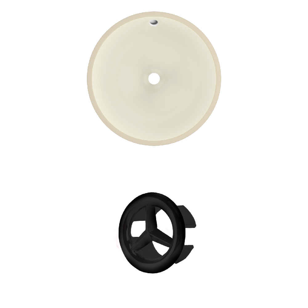16-in. W Round Bathroom Undermount Sink Set In Biscuit - Black Hardware
