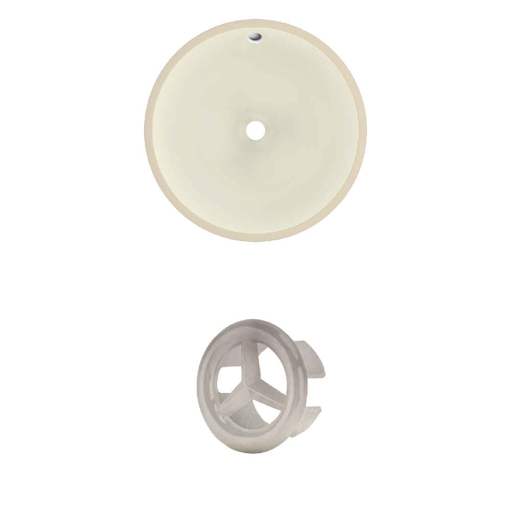 16-in. W Round Bathroom Undermount Sink Set In Biscuit - Brushed Nickel Hardware