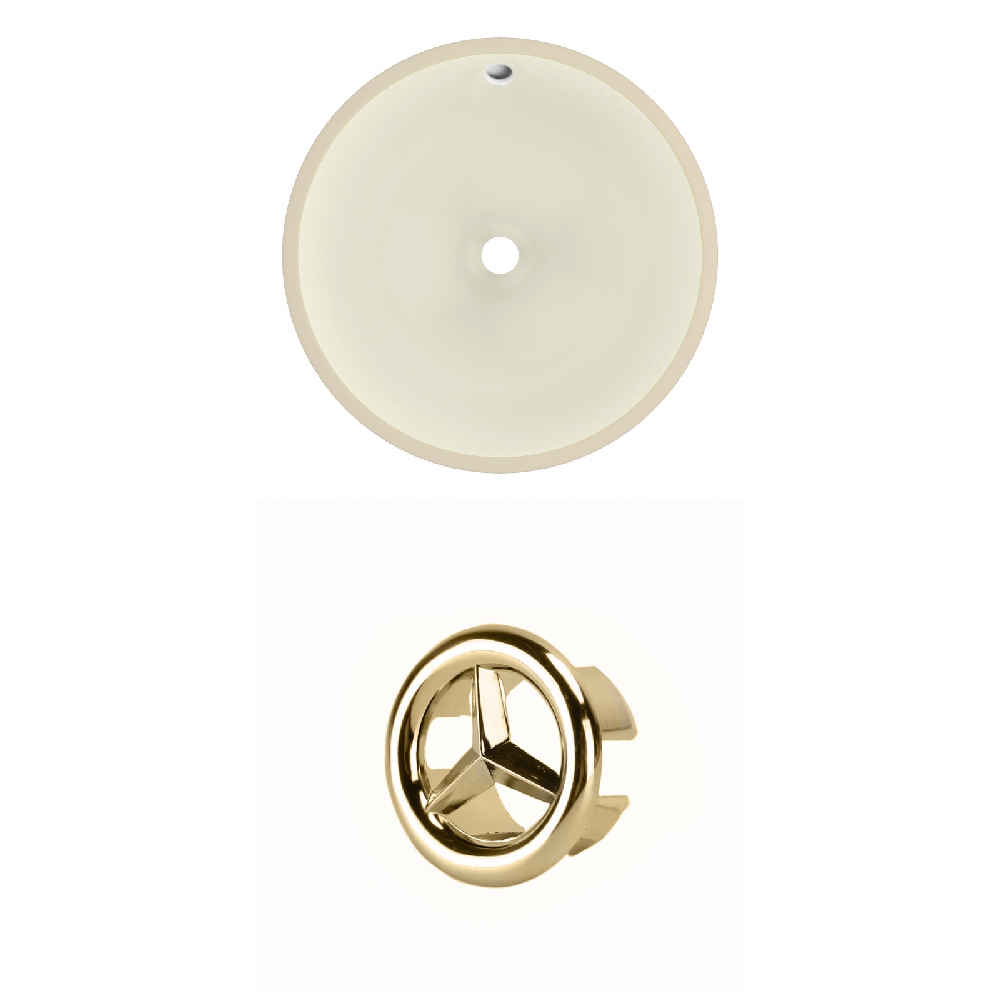 16-in. W Round Bathroom Undermount Sink Set In Biscuit - Gold Hardware