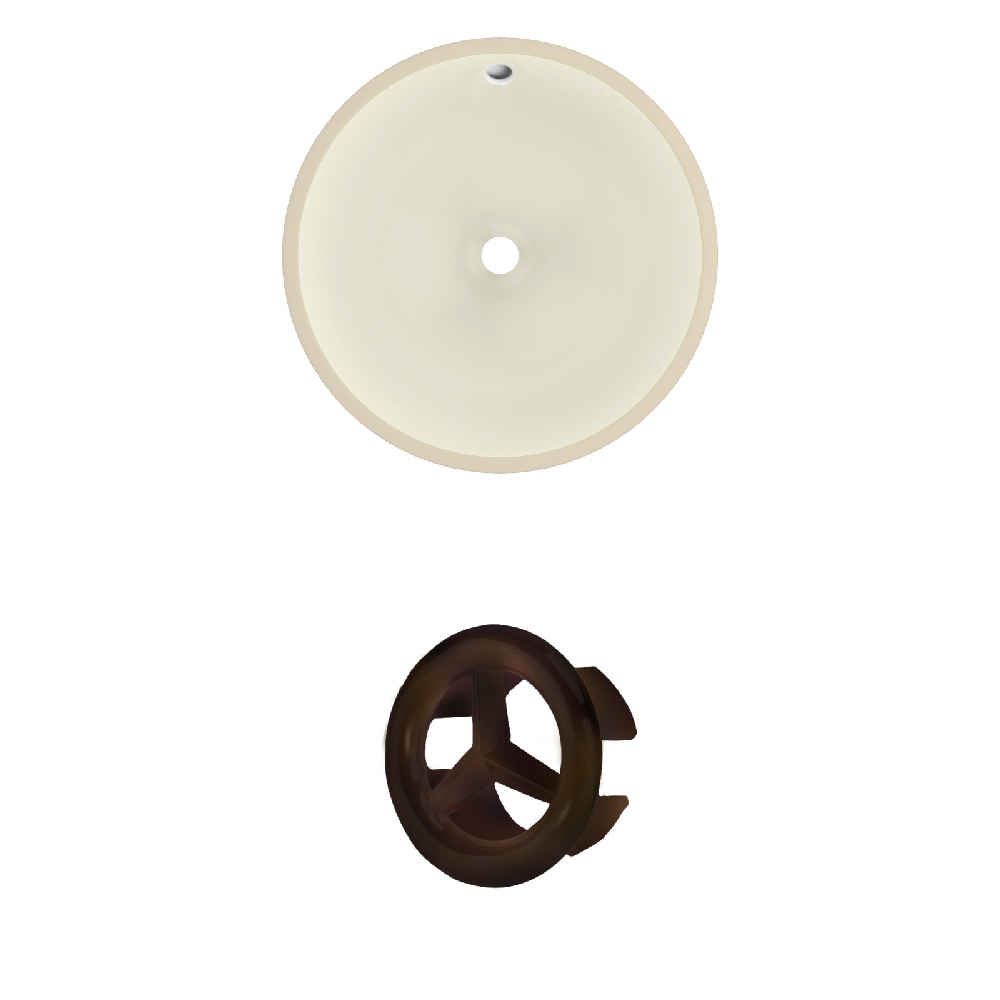 16-in. W Round Bathroom Undermount Sink Set In Biscuit - Oil Rubbed Bronze Hardware