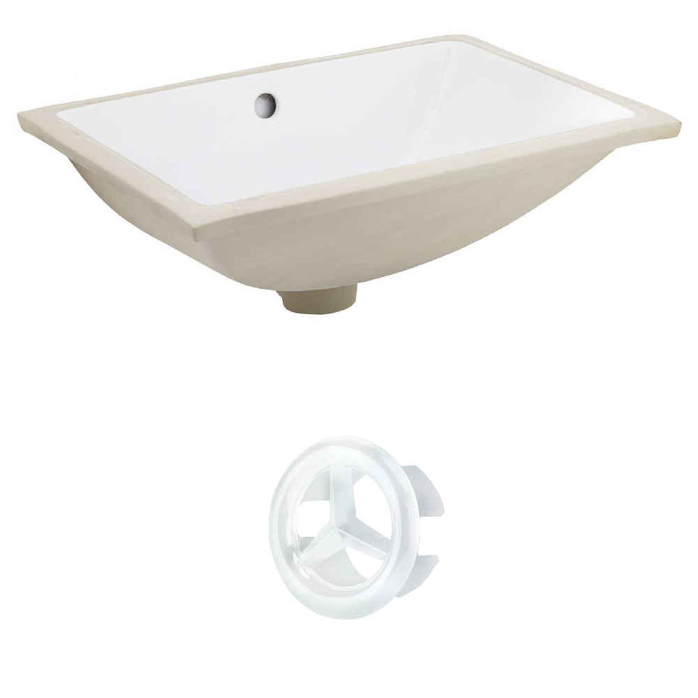 18.25-in. W CUPC Rectangle Bathroom Undermount Sink Set In White - White Hardware