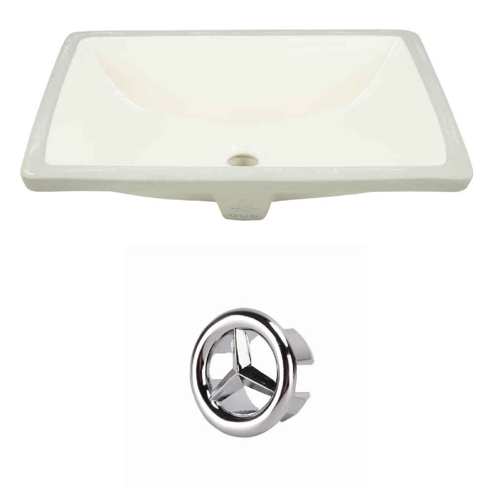 18.25-in. W CUPC Rectangle Bathroom Undermount Sink Set In Biscuit - Chrome Hardware