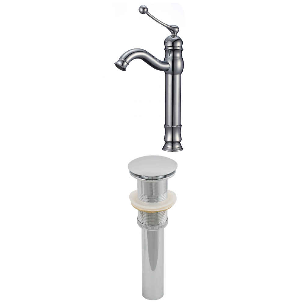 Deck Mount CUPC Approved Stainless Steel Faucet Set In Chrome Color - Drain Incl.