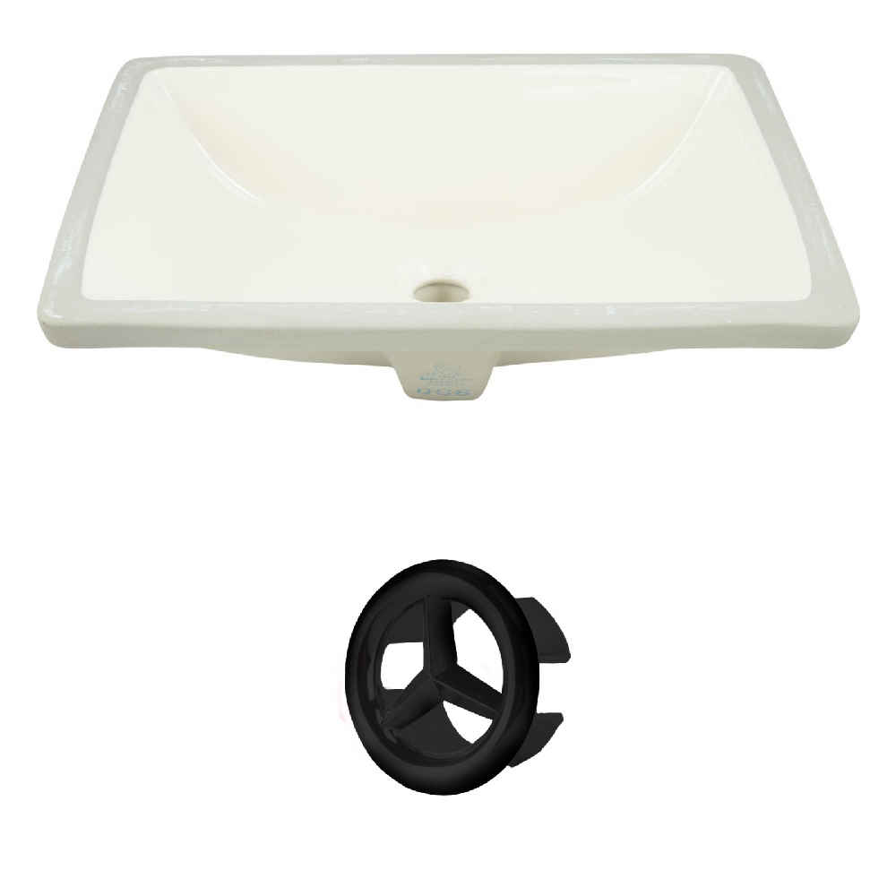 18.25-in. W CUPC Rectangle Bathroom Undermount Sink Set In Biscuit - Black Hardware