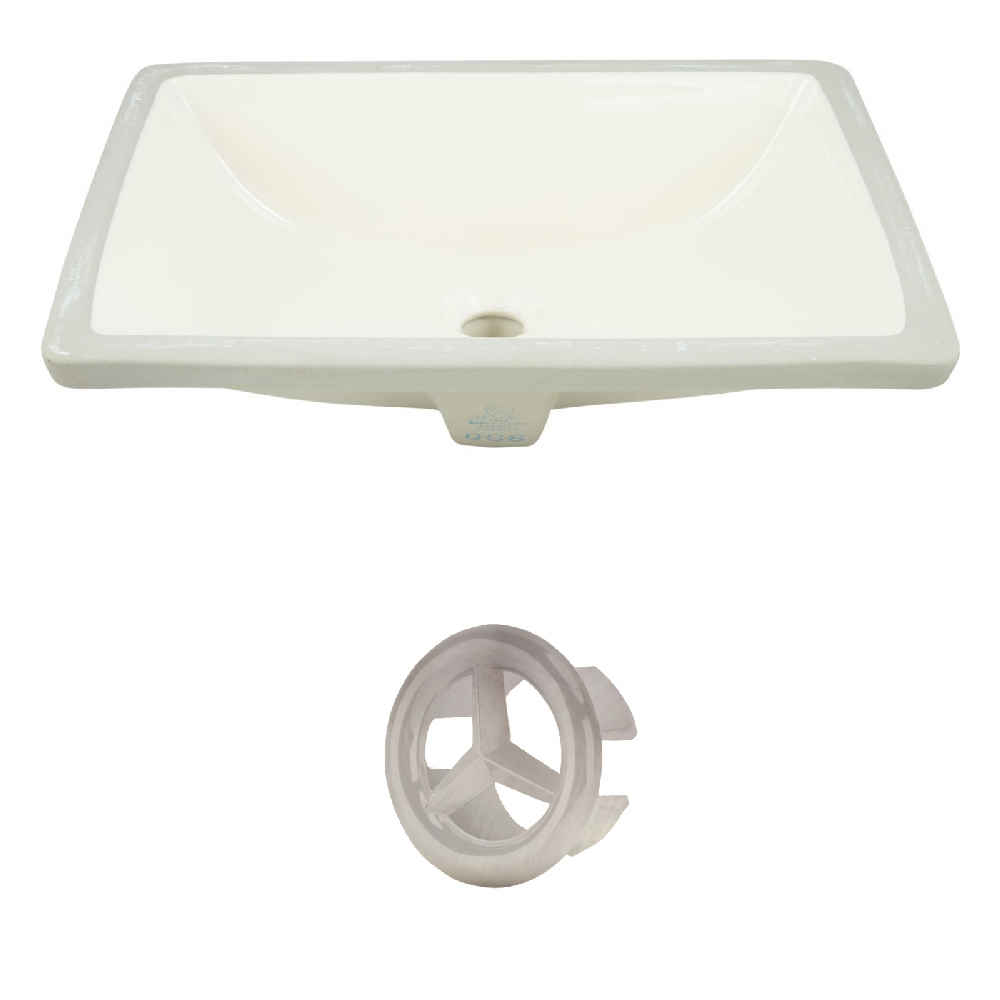 18.25-in. W CUPC Rectangle Bathroom Undermount Sink Set In Biscuit - Brushed Nickel Hardware