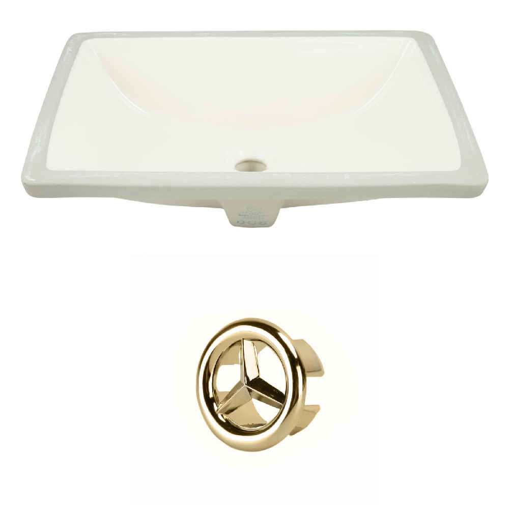 18.25-in. W CUPC Rectangle Bathroom Undermount Sink Set In Biscuit - Gold Hardware