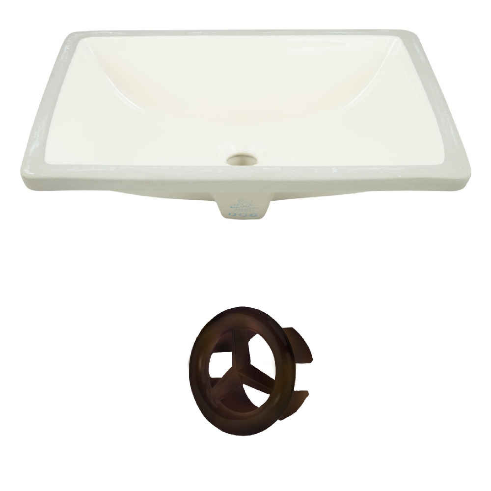 18.25-in. W CUPC Rectangle Bathroom Undermount Sink Set In Biscuit - Oil Rubbed Bronze Hardware