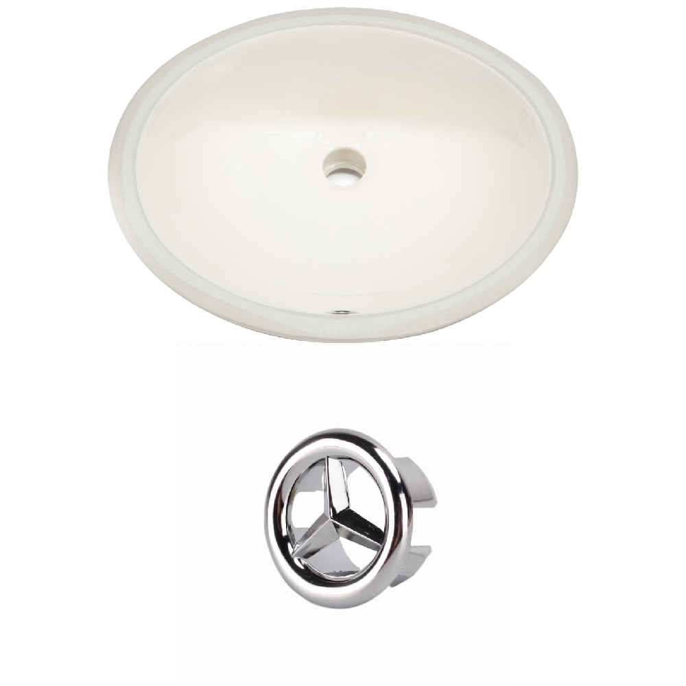 19.5-in. W CUPC Oval Bathroom Undermount Sink Set In Biscuit - Chrome Hardware