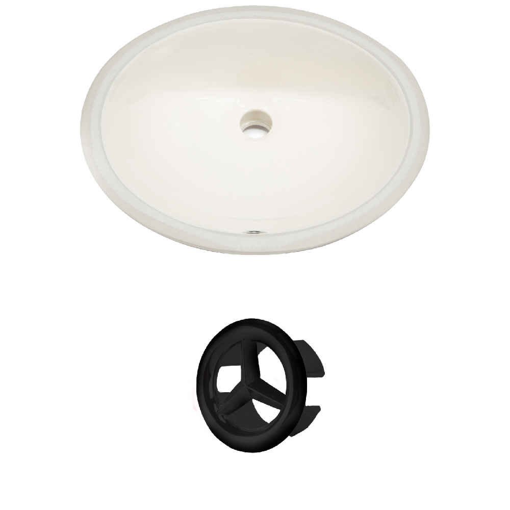 19.5-in. W CUPC Oval Bathroom Undermount Sink Set In Biscuit - Black Hardware