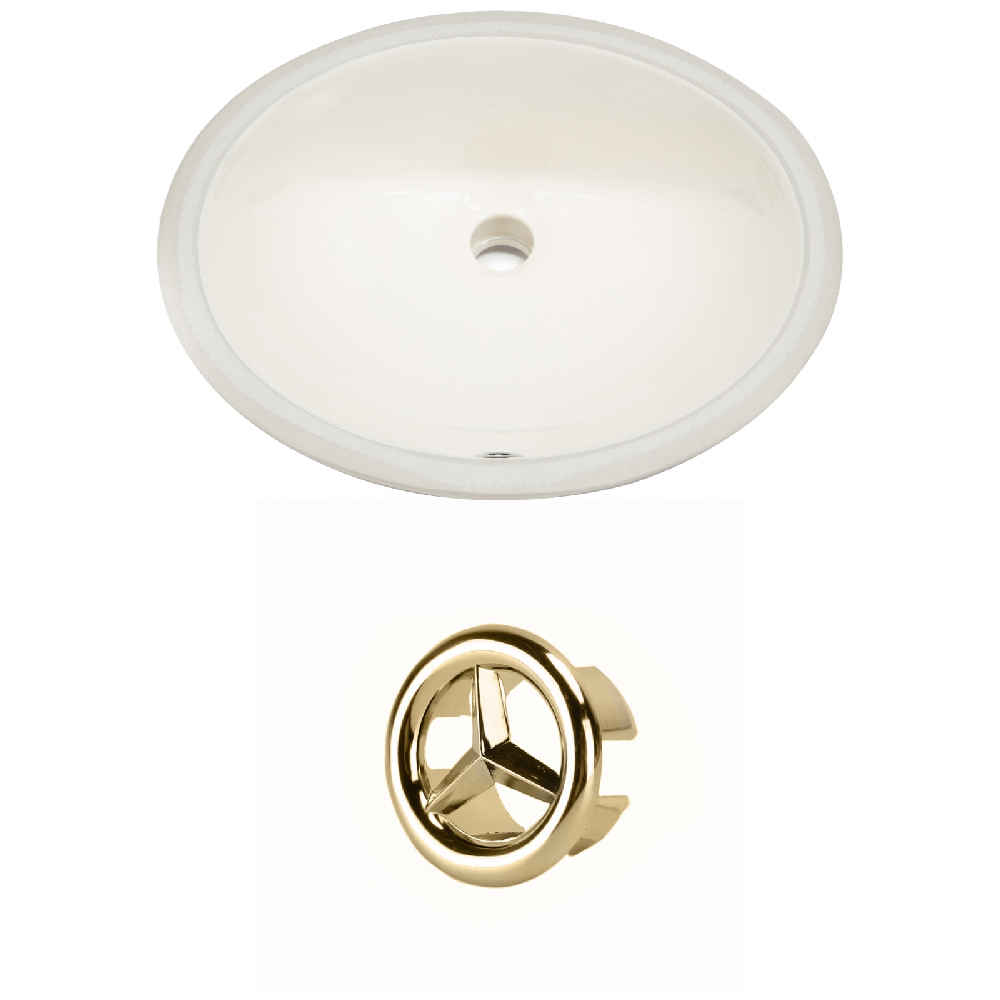 19.5-in. W CUPC Oval Bathroom Undermount Sink Set In Biscuit - Gold Hardware