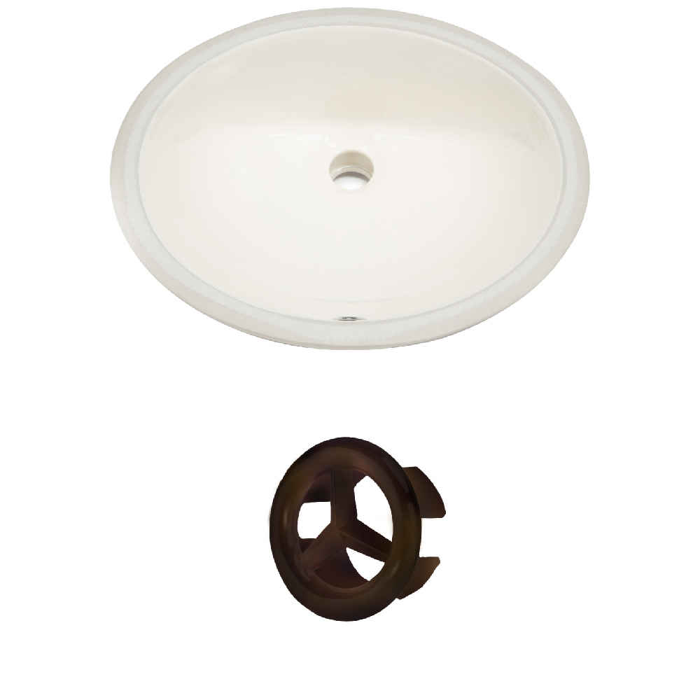 19.5-in. W CUPC Oval Bathroom Undermount Sink Set In Biscuit - Oil Rubbed Bronze Hardware