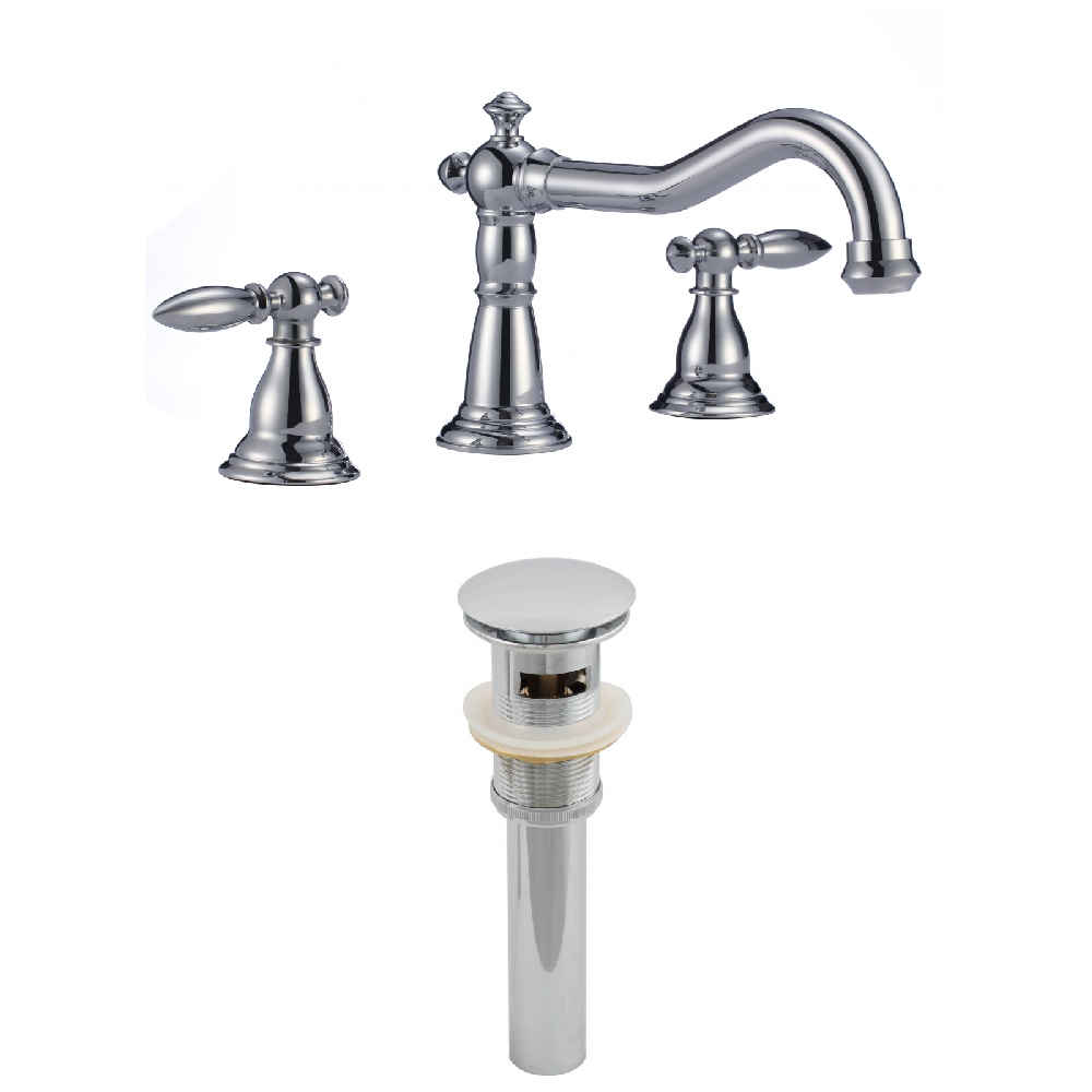 3H8-in. CUPC Approved Stainless Steel Faucet Set In Chrome Color - Overflow Drain Incl.