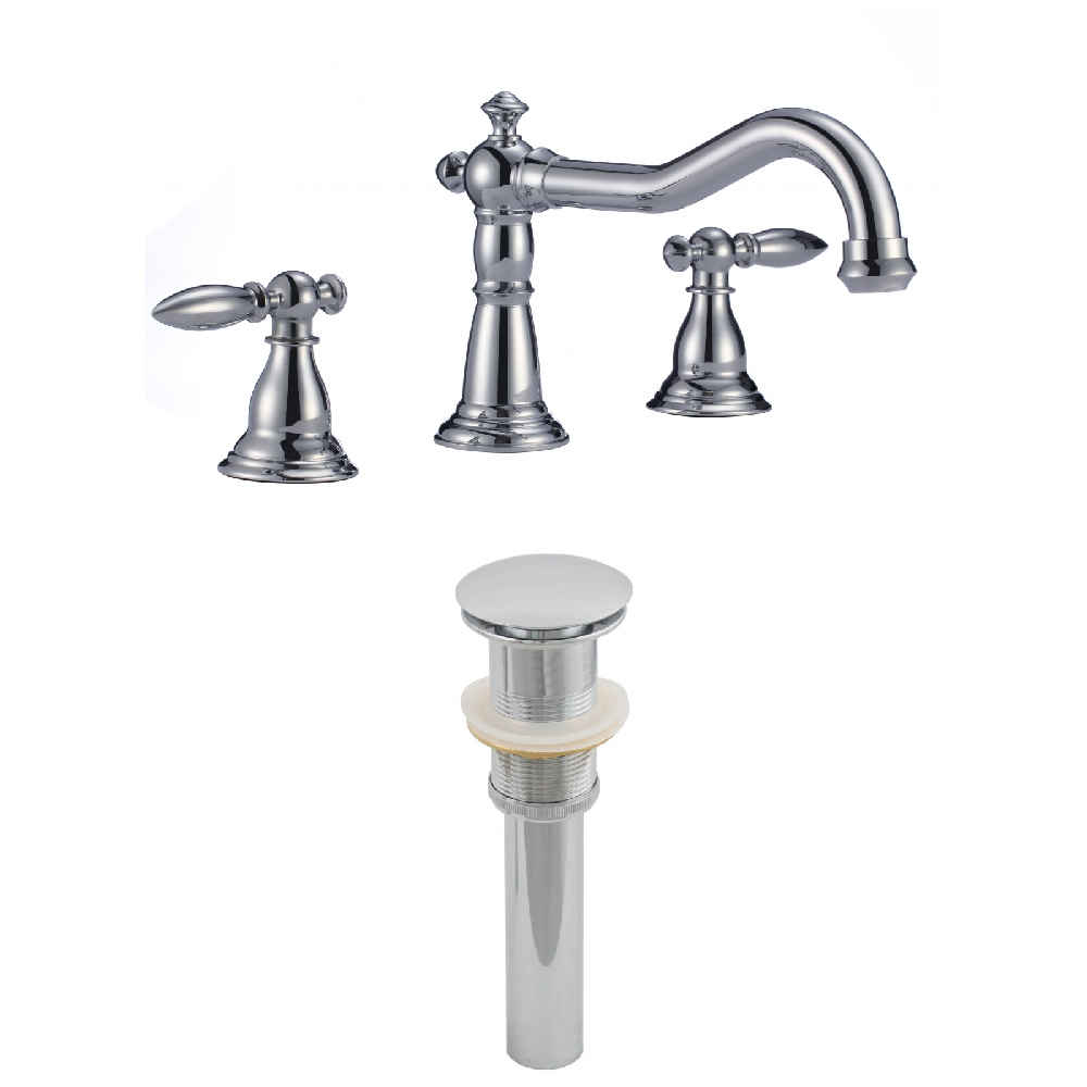 3H8-in. CUPC Approved Stainless Steel Faucet Set In Chrome Color - Drain Incl.