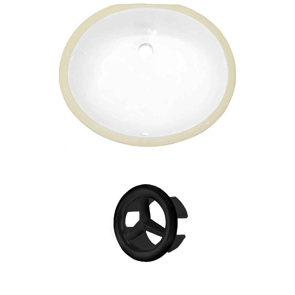 18.25-in. W CSA Oval Bathroom Undermount Sink Set In White - Black Hardware