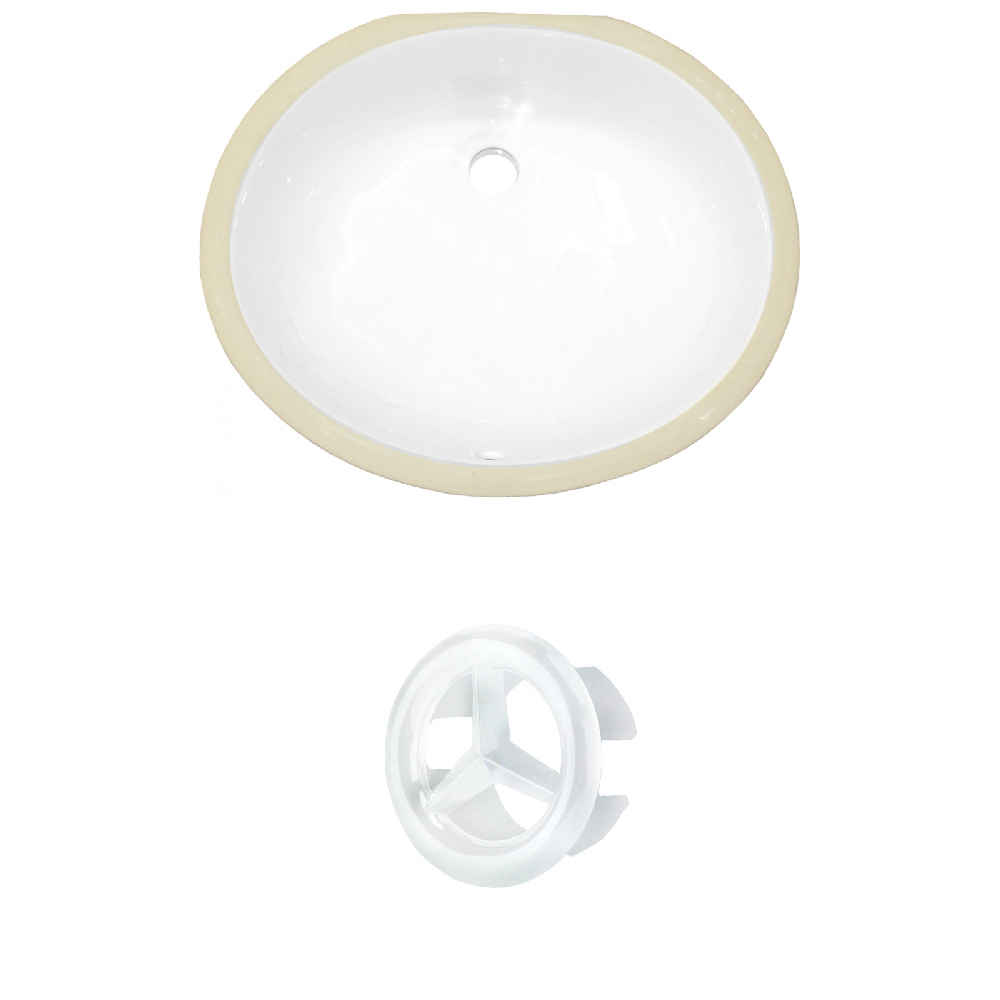 16.5-in. W CSA Oval Bathroom Undermount Sink Set In White - White Hardware