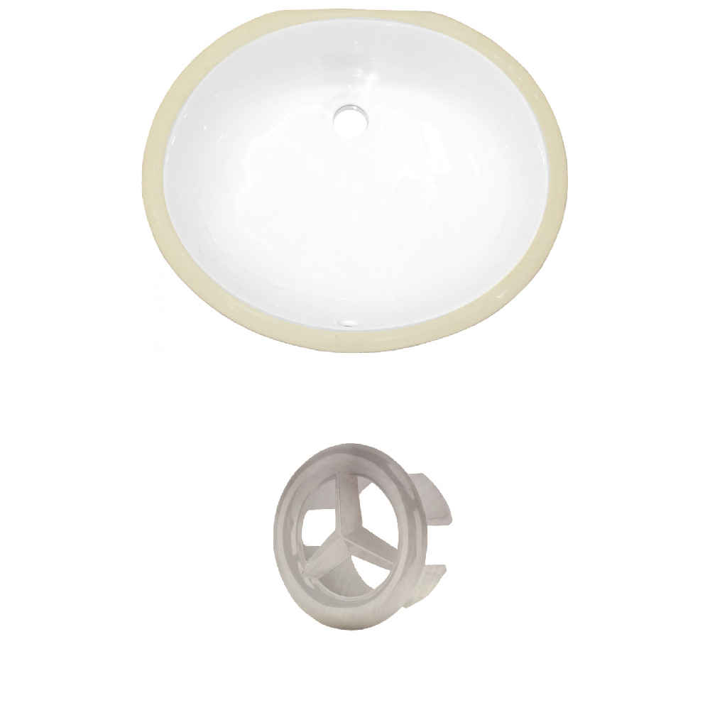 16.5-in. W CSA Oval Bathroom Undermount Sink Set In White - Brushed Nickel Hardware