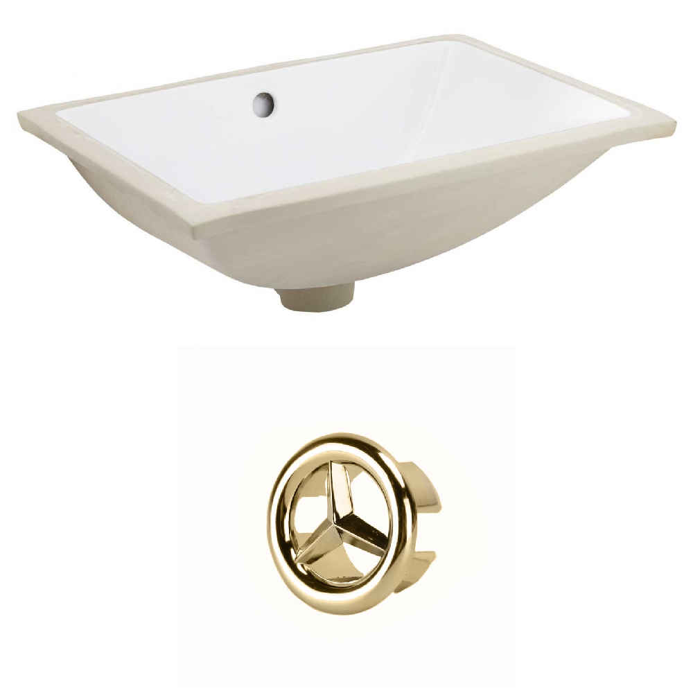 20.75-in. W CSA Rectangle Bathroom Undermount Sink Set In White - Gold Hardware