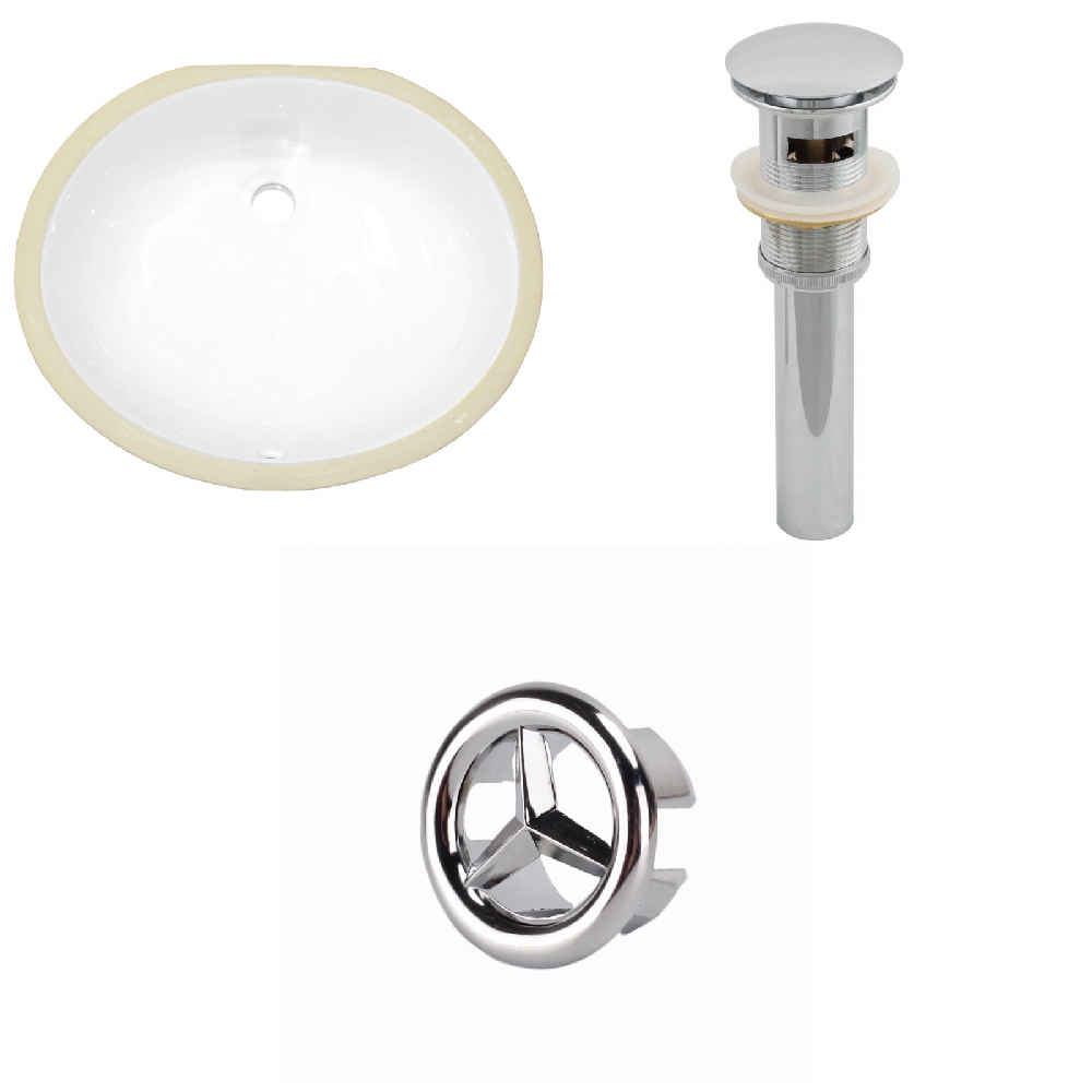 19.5-in. W Oval Bathroom Undermount Sink Set In White - Chrome Hardware - Overflow Drain Incl.
