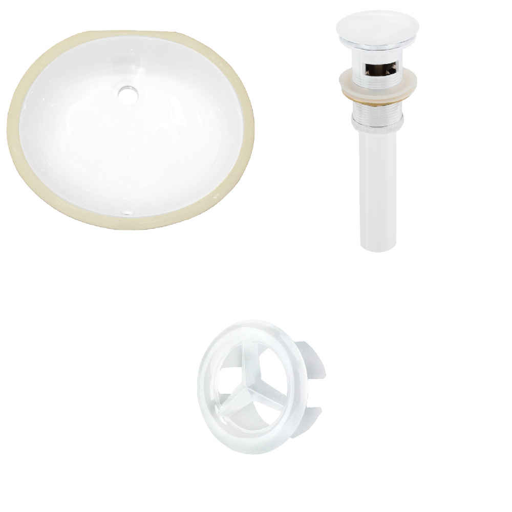 19.5-in. W Oval Bathroom Undermount Sink Set In White - White Hardware - Overflow Drain Incl.