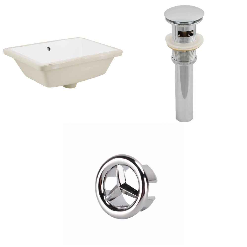 18.25-in. W Rectangle Bathroom Undermount Sink Set In White - Chrome Hardware - Overflow Drain Incl.