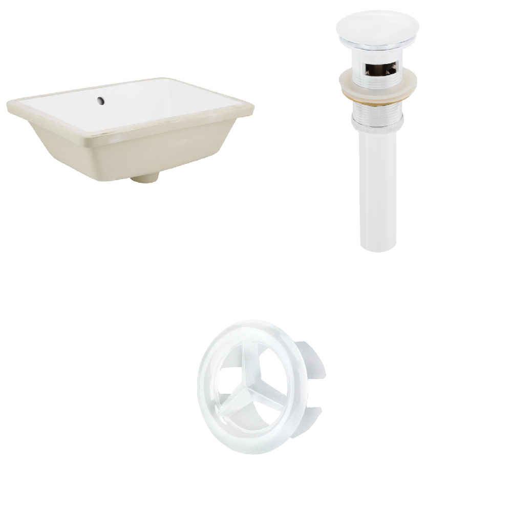 18.25-in. W Rectangle Bathroom Undermount Sink Set In White - White Hardware - Overflow Drain Incl.