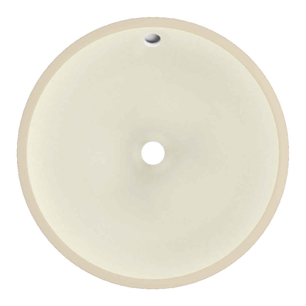 16-in. W Round Bathroom Undermount Sink Set In Biscuit - Gold Hardware - Overflow Drain Incl.