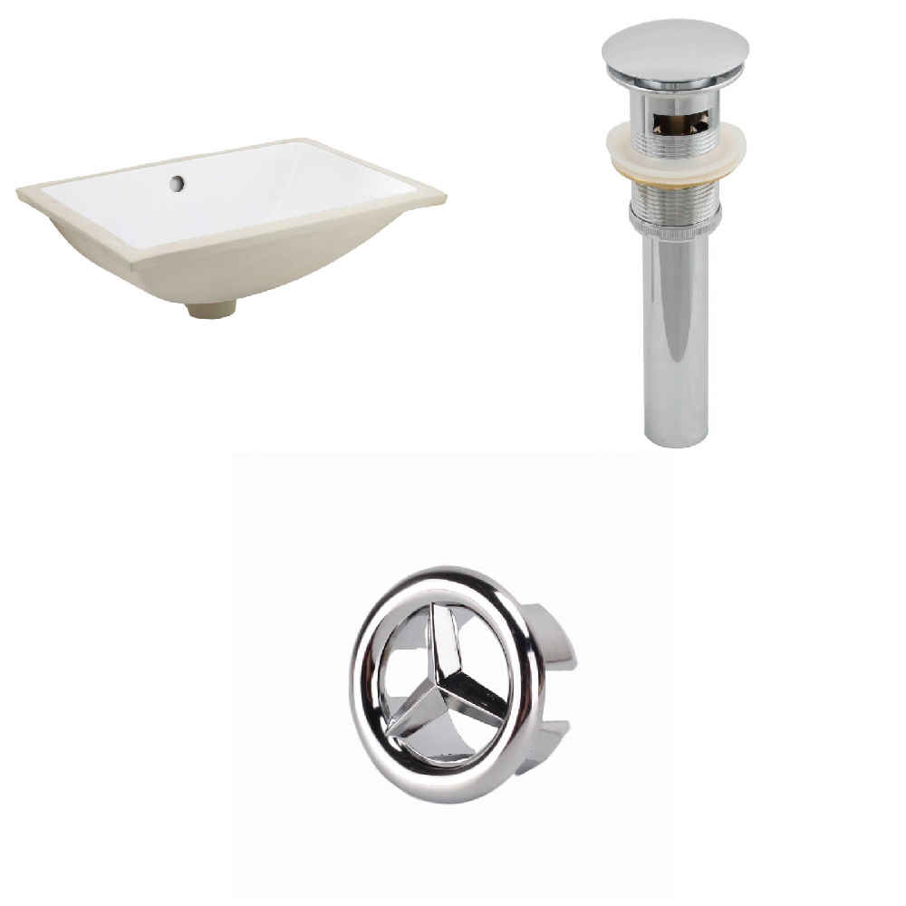 18.25-in. W CUPC Rectangle Bathroom Undermount Sink Set In White - Chrome Hardware - Overflow Drain Incl.