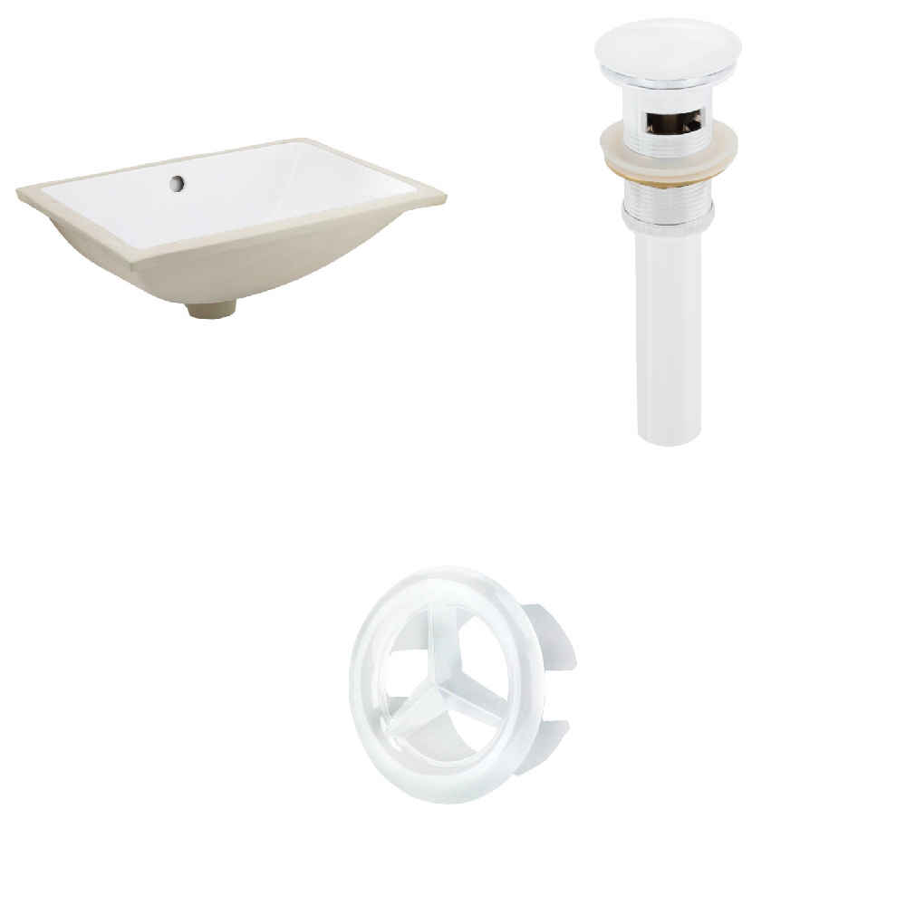 18.25-in. W CUPC Rectangle Bathroom Undermount Sink Set In White - White Hardware - Overflow Drain Incl.