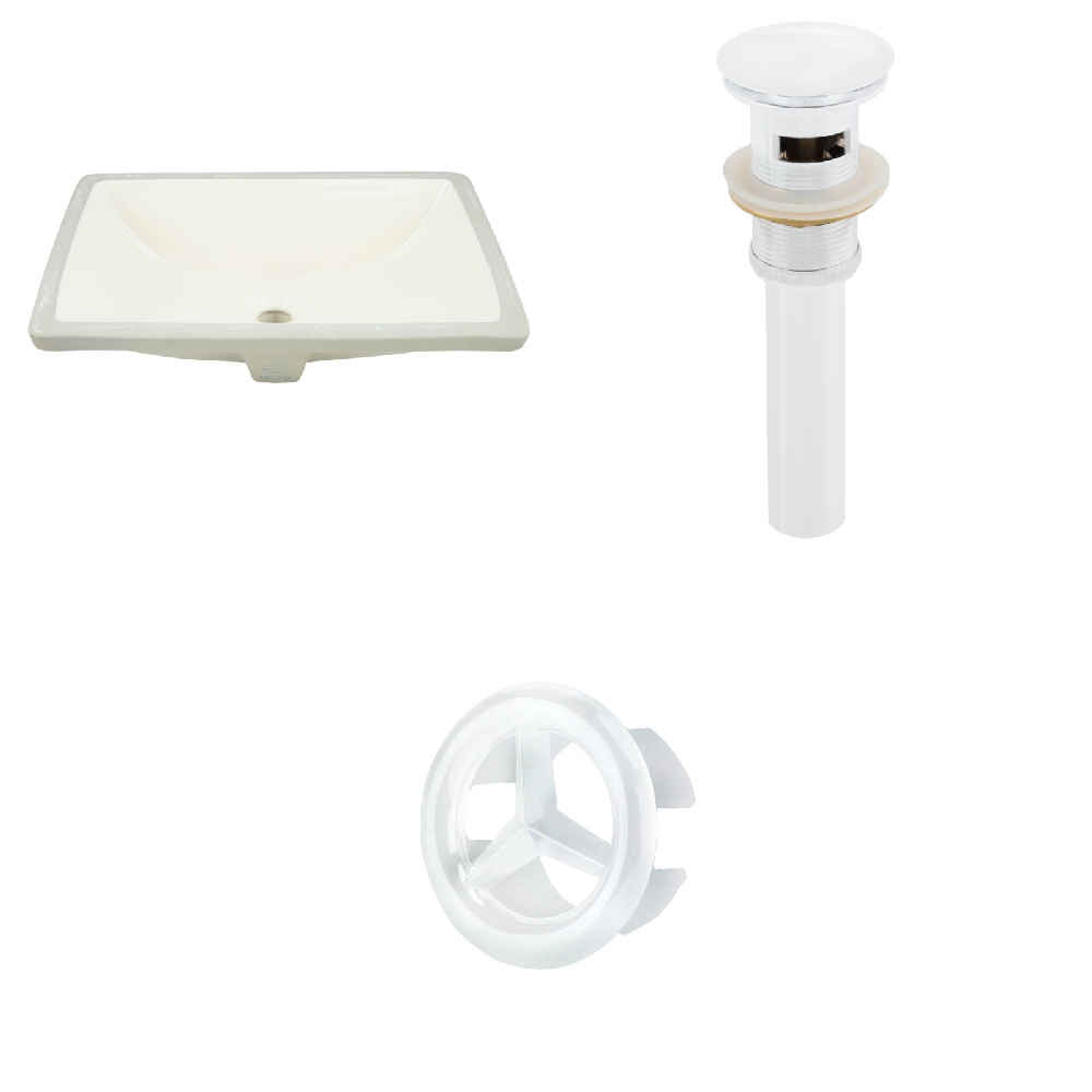 18.25-in. W CUPC Rectangle Bathroom Undermount Sink Set In Biscuit - White Hardware - Overflow Drain Incl.