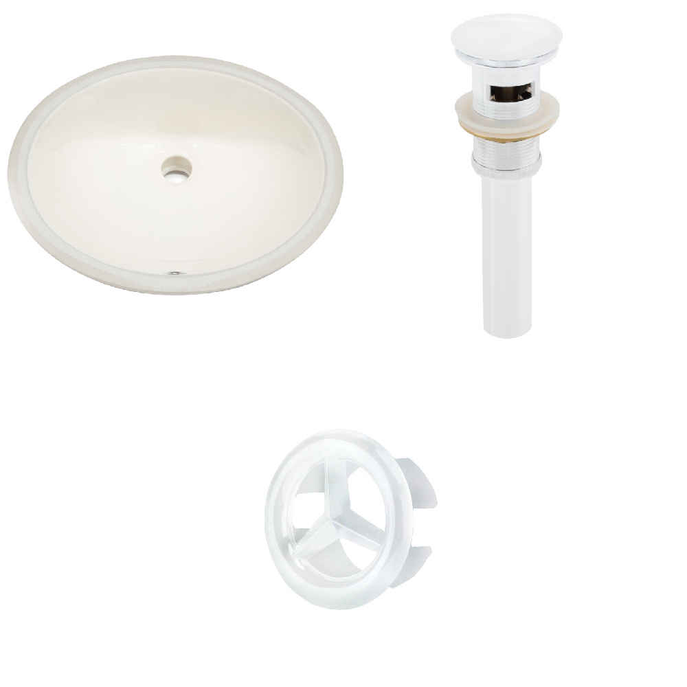 19.5-in. W CUPC Oval Bathroom Undermount Sink Set In Biscuit - White Hardware - Overflow Drain Incl.