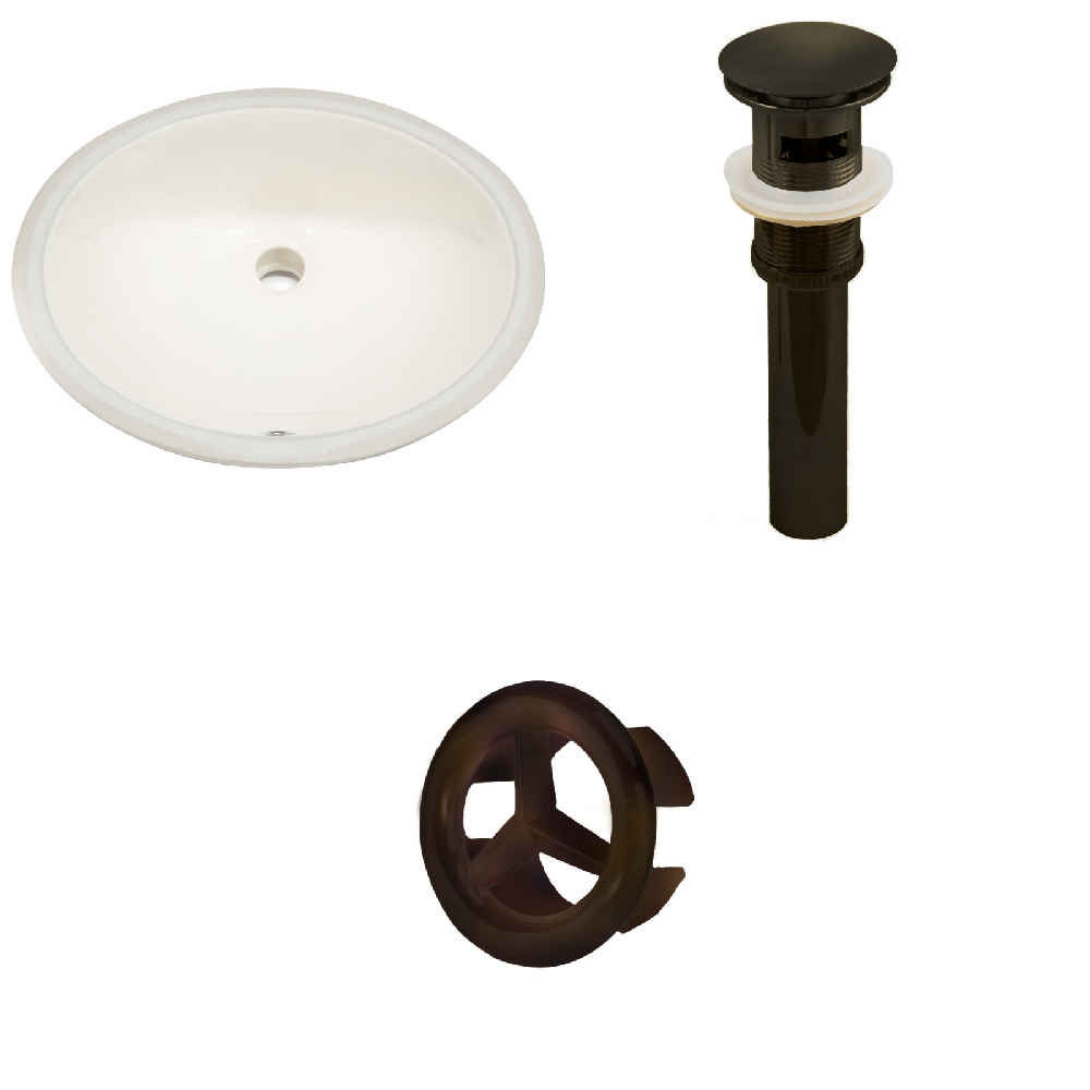 19.5-in. W CUPC Oval Bathroom Undermount Sink Set In Biscuit - Oil Rubbed Bronze Hardware - Overflow Drain Incl.