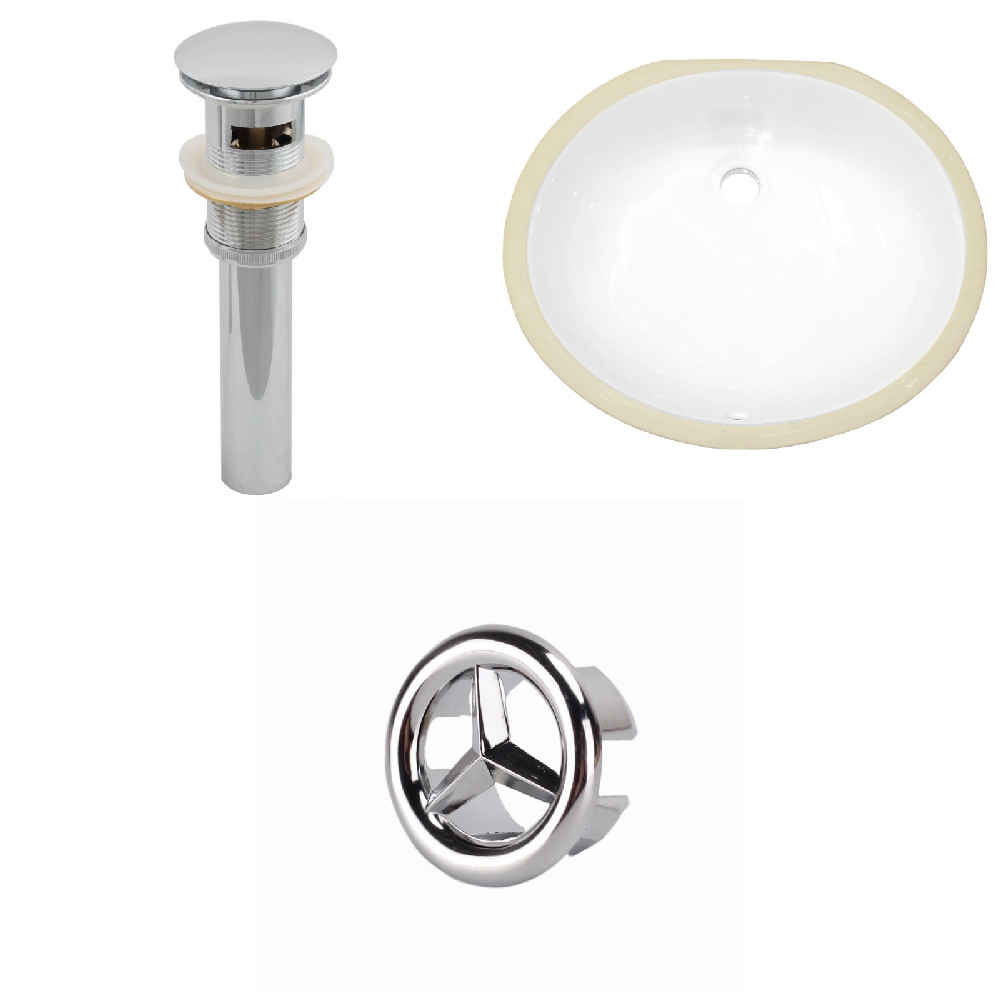 18.25-in. W CSA Oval Bathroom Undermount Sink Set In White - Chrome Hardware - Overflow Drain Incl.