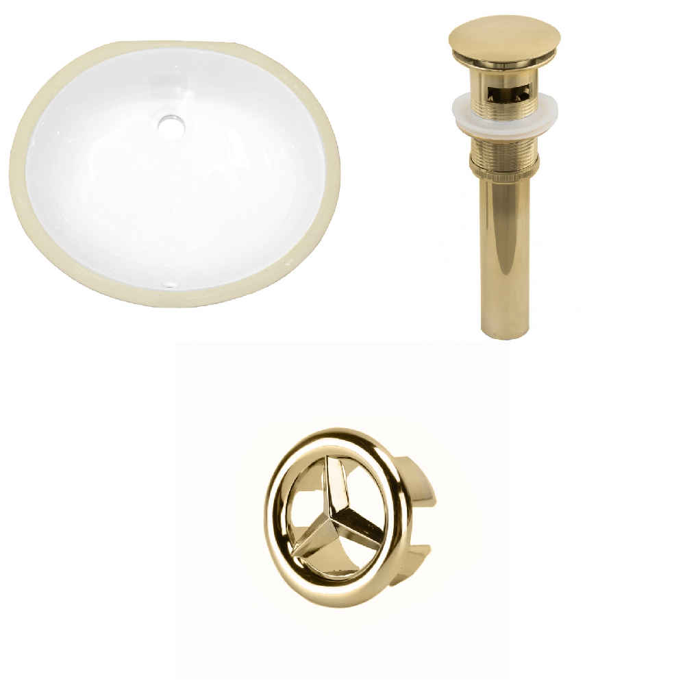 16.5-in. W CSA Oval Bathroom Undermount Sink Set In White - Gold Hardware - Overflow Drain Incl.
