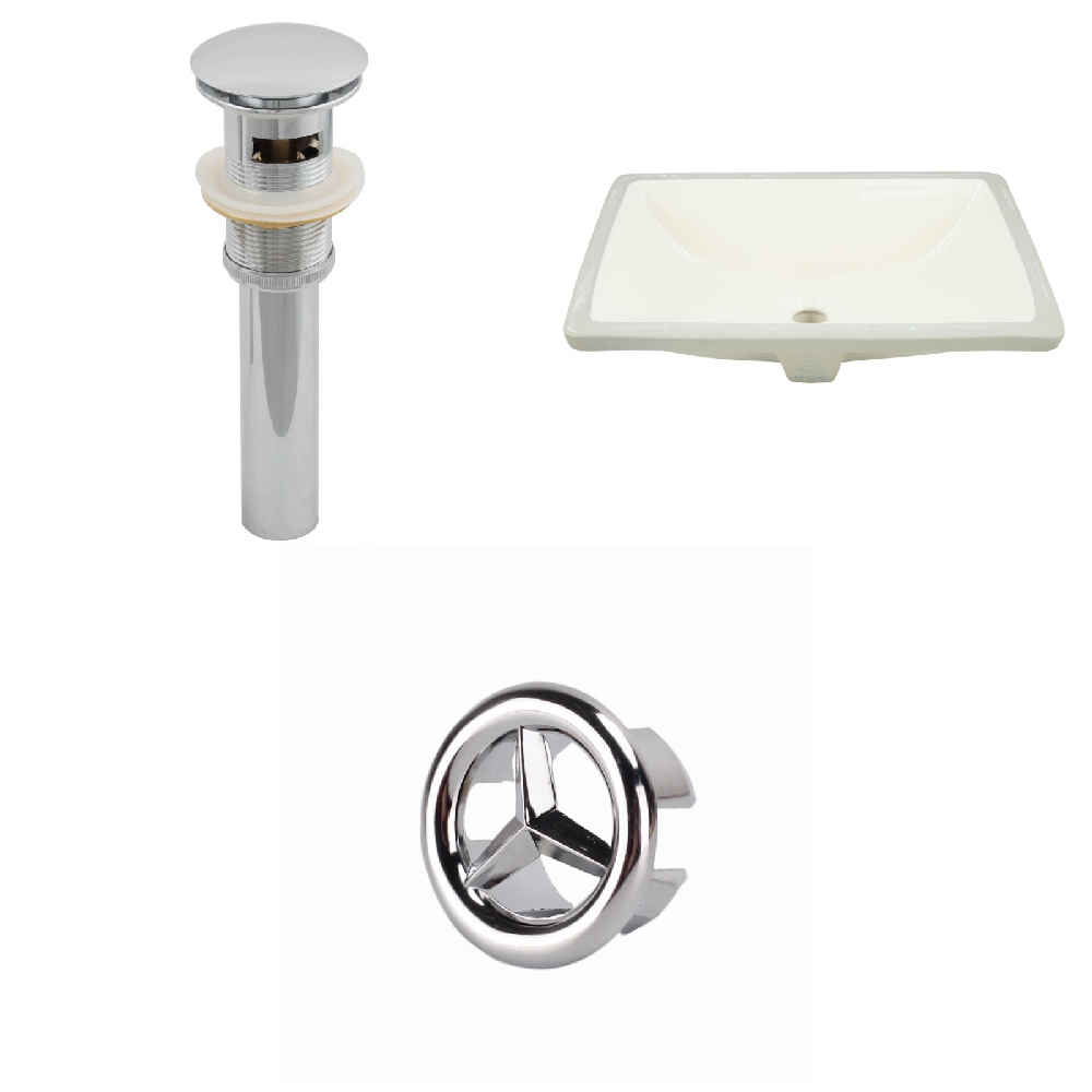 20.75-in. W CSA Rectangle Bathroom Undermount Sink Set In Biscuit - Chrome Hardware - Overflow Drain Incl.