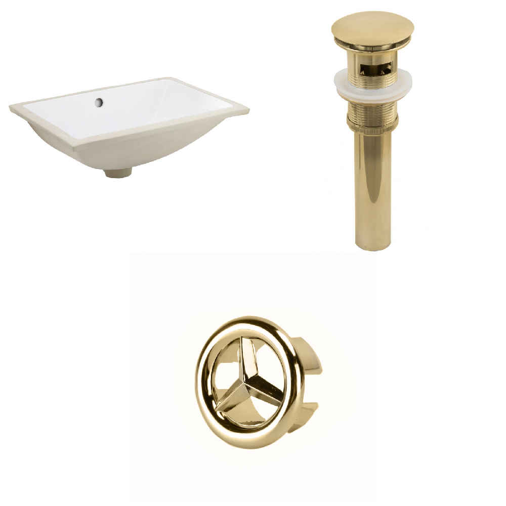 20.75-in. W CSA Rectangle Bathroom Undermount Sink Set In White - Gold Hardware - Overflow Drain Incl.